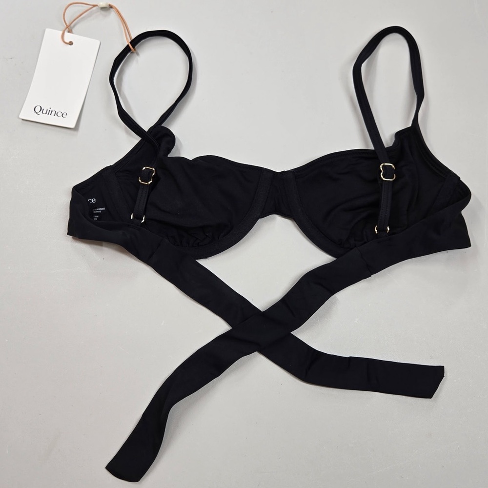 NWT QUINCE Italian Demi Bikini Top Black - Picture 5 of 8